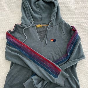 Aviator Nation cropped v-neck hoodie Size L